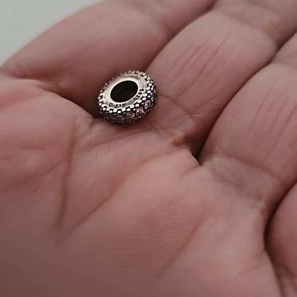 Pandora Authentic Sparkling Pink Spacer Charm With Stones - Picture 10 of 16